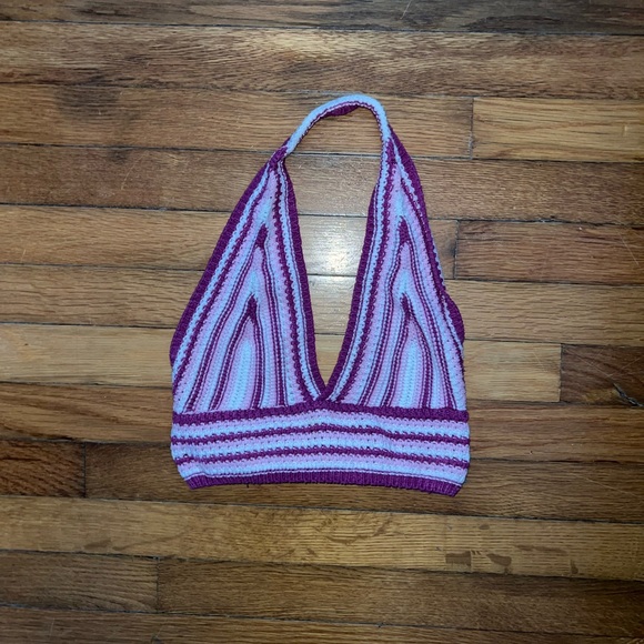 Striped Halter Knit Top - Picture 2 of 5